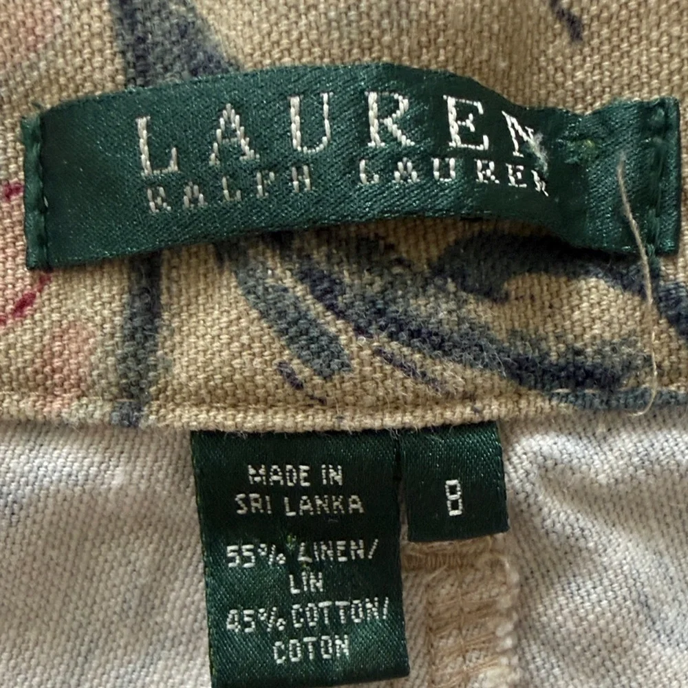 VTG Lauren Ralph Lauren Floral Cropped Pants - Blue and Maroon - Picture 3 of 9
